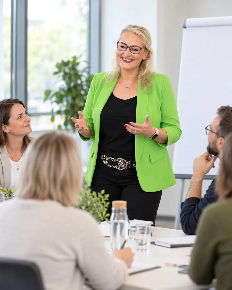 Sabrina ten Brink moderiert einen Workshop zu Unternehmenskultur